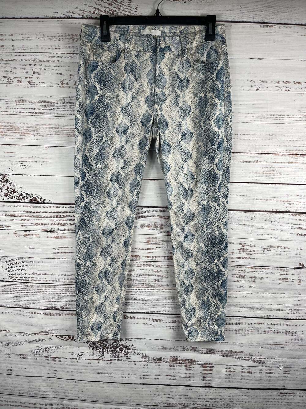7 For All Mankind Jeans Women's 28 Blue Gray Snake Print Skinny Stretch Pants